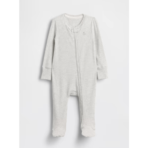 Baby First Favorites TinyRib Footed One-Piece | Color: Heather Grey; Size: 0-3M