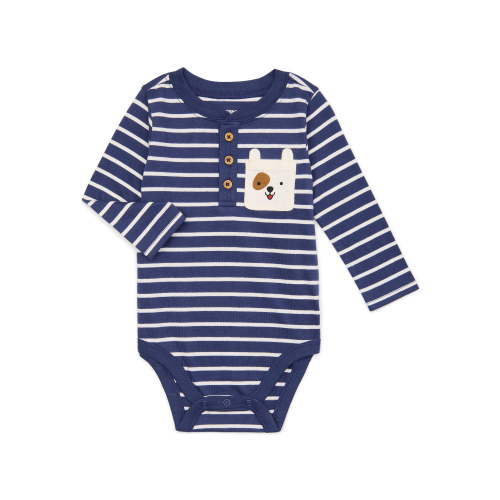 Garanimals Baby Boy Long Sleeve Pocket Henley Bodysuit, Sizes 0-24 Months