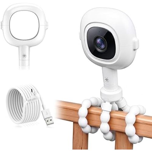 Baby Monitor Mount for Nanit Pro/Plus, Tripod Camera Mount with USB C Charger Mount and 10FT Power Cable, Nanit Travel Stand No Drilling Camera Holder for Crib/Shelf/Stroller (Camera not Included)