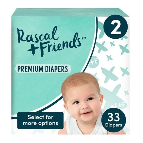 Rascal + Friends Premium Diapers Size 2, 33 Count, 2pack,Total 66 Count