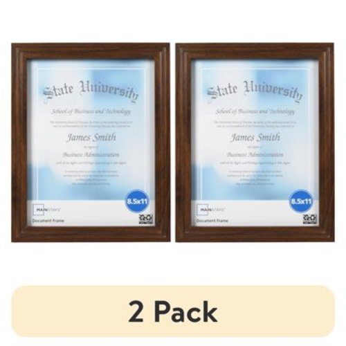 (2 pack) Mainstays 8.5" x 11" Molded Document Certificate Picture Frame, Tabletop or Wall Display, Walnut