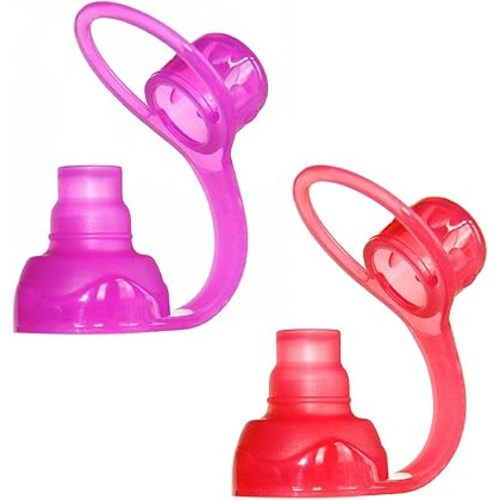 ChooMee SoftSip Food Pouch Top | Baby Led Weaning | No Spill Flow Control Valve, Protects Childs Mouth, 100% Silicone, BPA Free | 2CT Red Purple