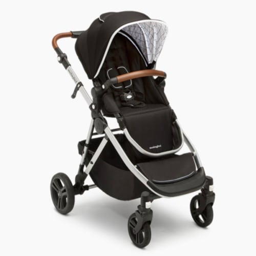 Mockingbird Single-to-Double Stroller - Black/Windowpane Canopy With Penny Leather