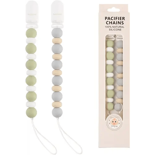 Pacifier Clips, 2PCS Silicone Soother Clips, BPA Free Pacifier Clip Pacifier Holder for Newborn Baby Boy Girl Gifts (B-Green)