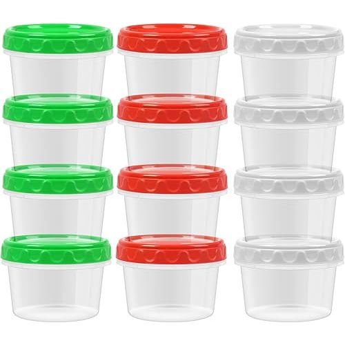 8 oz Small Freezer Containers with Lids Stackable Plastic Food Storage Container 1 Cup Meal Prep Bowls Airtight Dishwasher Safe,12-pack
