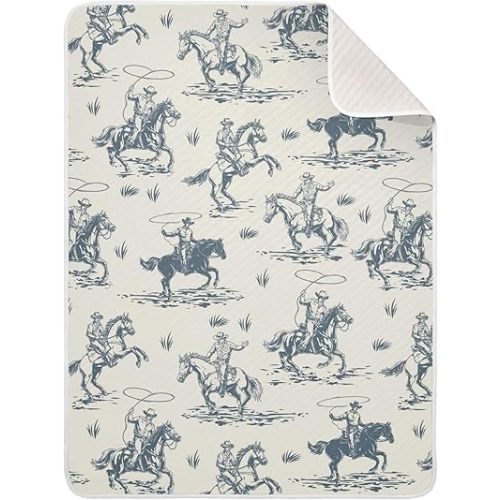 Cowboys Horse Western Baby Blankets Soft Warm Crib Stroller Blanket for Toddler Newborn Girls Boys 30x40in