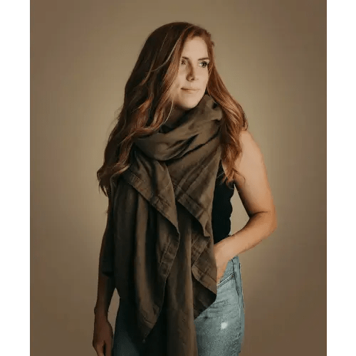 Indi by Kishu Baby Muslin Nursing Cover Up for Breastfeeding Moms - Fairtrade and GOTS Certified Organic Nursing Scarf and Shawl (Dark Olive)