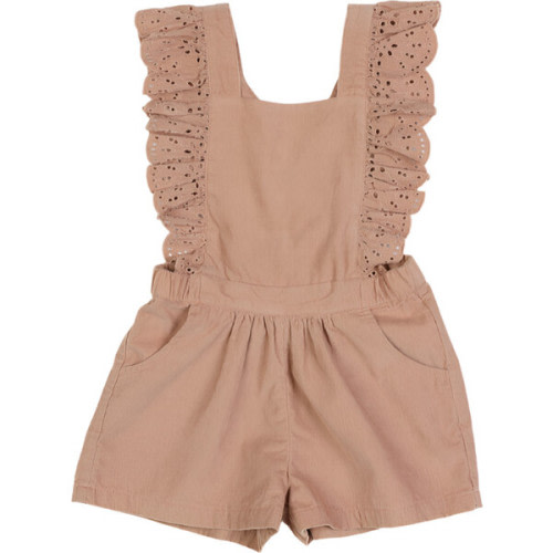 Lili Corduroy Anglaise Romper Café Au Lait - Le Petit Lapin | Maisonette