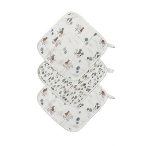 Washcloth Set - 3 Pack - Bears on Bikes