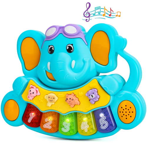 TOY Life Baby Piano Toys, Baby Toys 0 3 6 12 18 Months, Elephant Infant Toys, Newborn Baby Musical Toys, Light Up Toys for Boys Girls Toddlers, Baby Gifts for 1-2 Years Old, Baby Einstein Piano Toys