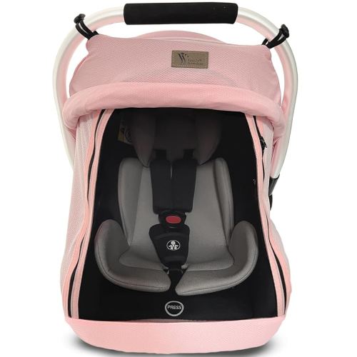 CarSeat Covers for Babies - Universal Baby Car Seat Covers for Girl Summer Infants Carseat Covers Breathable with Inner Bug Nets Covers Dustproof Privacy Shade Protection Baby Covers with Hoop