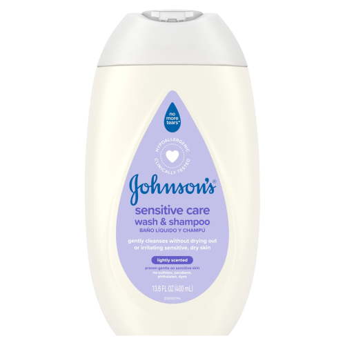 Johnson's Sensitive Care Baby Bath Body Wash and Shampoo, Lightly Scented, 13.6 oz