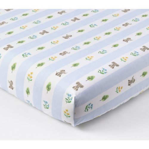 Elephant Stripe Organic Crib Fitted Sheet