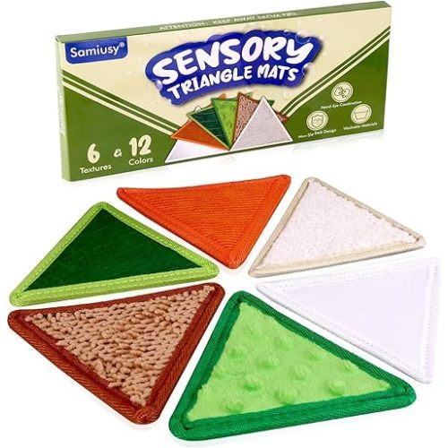 Sensory Mini Mats 6 Pack, Textured Sensory Toys for Babies, Sensory Mats for Autistic Children, Stress Relief & Anxiety Sensory Toys for Toddlers 1-3, Tactile Sensory Tiles - Sensory Wall