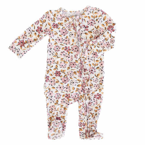Mauvelous Meadow Ruffle Zipper Footie