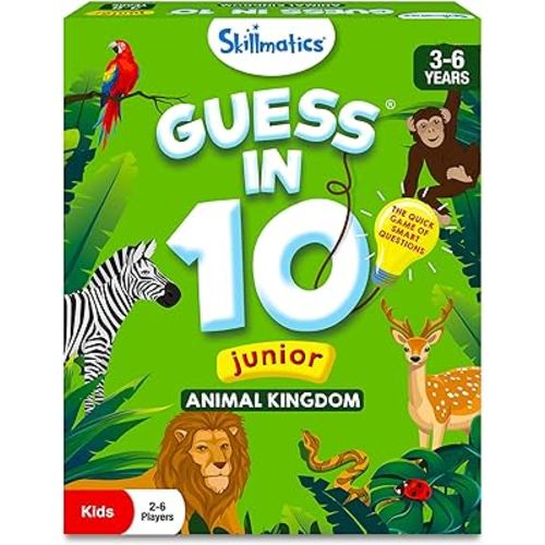 Skillmatics Guess in 10 - Animal Kingdom, Card Game for Preschool Kids, Girls & Boys, Fun Travel Game & Gifts for Ages 3, 4, 5, 6