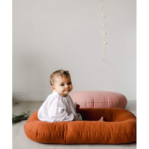 Snuggle Me Organic Bare | Baby Lounger & Infant Floor Seat | Newborn Essentials | Organic Cotton, Fiberfill | Gingerbread
