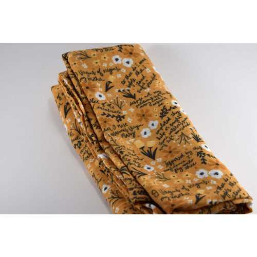 Catholic Swaddle Blanket - Yellow Floral Memorare