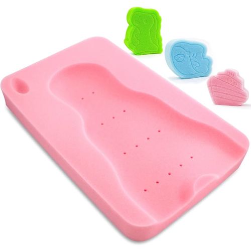 HALLO Baby Bath Sponge Soft Infant Bath Mat Newborn Cushion Odor Free (Pink)