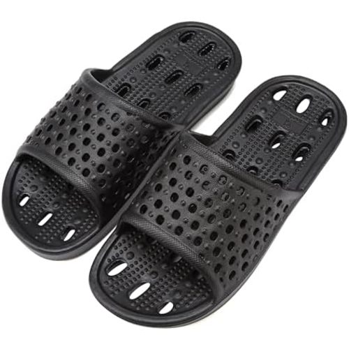 clootess Shower Shoes Slide for Men and Women Holes Bath Slipper Bathroom Sandal Pool Gym College Dorm Non-Slip