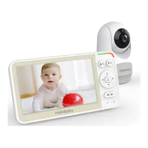 HelloBaby - HB6256 Video Baby Monitor with Remote Pan-Tilt-Zoom, 1000ft Range, 5.0" LCD, Night Vision - White