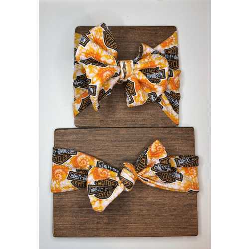 Harley Davidson Tie Dye Bow and Tie Knot Headband - Infant, Baby, Toddler
