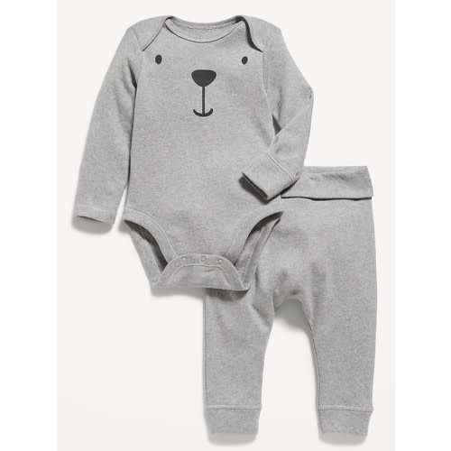 Unisex Striped Organic-Cotton Bodysuit & Pants Set for Baby