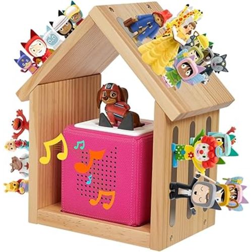 for Tonies Shelf,for Tonies Magentic Wall Shelf for Creative Tonies Figures 12-40 Characters Wooden Tonie Storage Shelves for Kids Play Room(House Shape)
