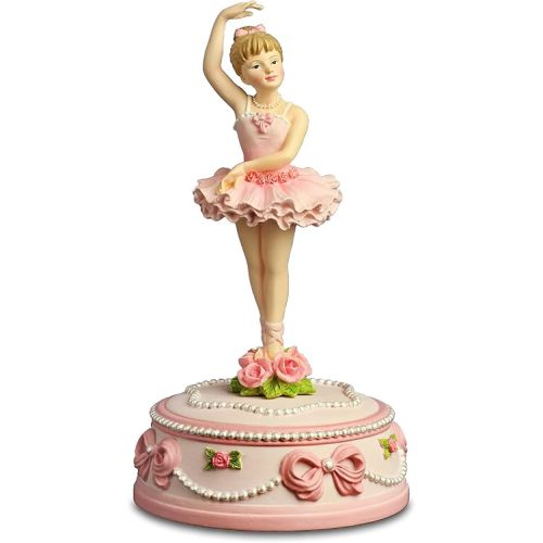 The San Francisco Music Box Company Ballerina and Bows Rotating Musical Figurine