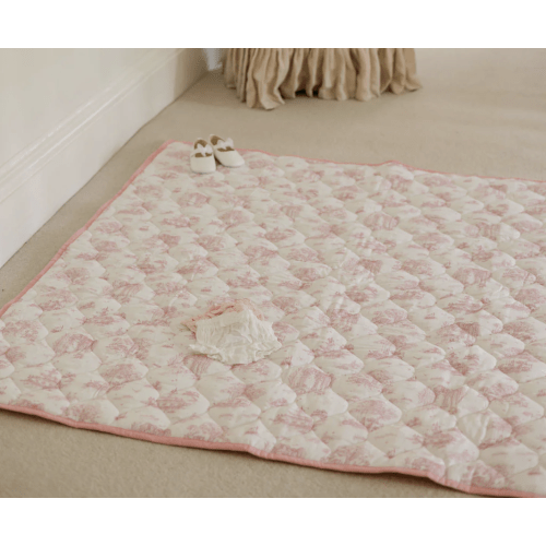 Spring Toile Pink Quilted Playmat - Organic Cotton Baby Playmat – The Gilded Bird US