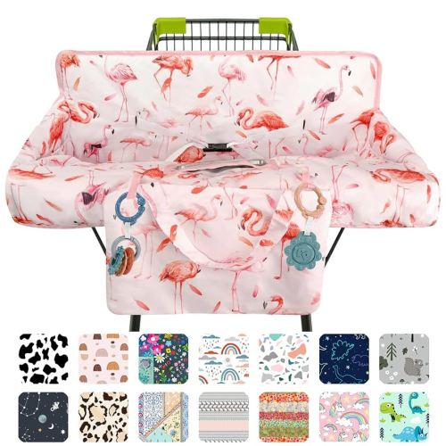 Pink Shopping Cart Cover for Baby 2-in-1 High Chair Cover with Safety Harness Multifunctional Flamingo Pattern Cart Covers for Babies Soft Padded Grocery Cart Cover for Baby Boy Girl