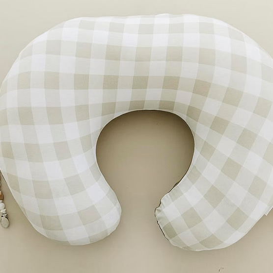 1-Pack Premium Nursing Pillow Cover - Ultra Soft & Stretchy 96% Cotton, Breastfeeding Pillow Cover for Baby Boys and Girls (Gingham Khaki)