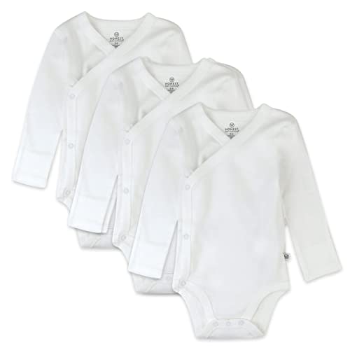 HonestBaby Baby Long Sleeve Side-Snap Organic Cotton Kimono Bodysuits (3 Pack) newborn