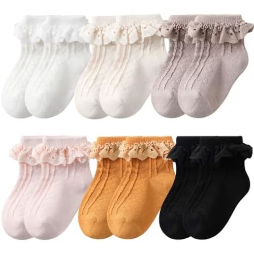 QandSweet Baby Girl Ruffle Socks Combed Cotton, Infant Princess Dress Frilly Socks