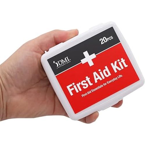 DMI Mini 20-Piece First-Aid Kit, All-Purpose Use for Minor Cuts and Scrapes, Durable Water-Resistant Case, Convenient and Portable, FSA & HSA Eligible