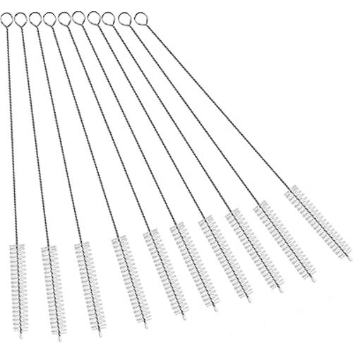 Straw Cleaner Brush with 304 Stainless Steel and Nylon Bristles,Straw Brush for Baby Bottle, Glass/Silicone Straw, Stanley Cup or Hummingbird Feeders–10-Piece Set.