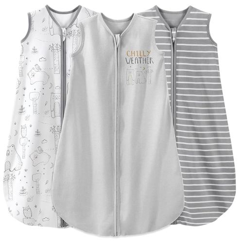 Yoofoss Baby Sleep Sack 6-12 Months Baby Wearable Blanket 100% Organic Cotton 2-Way Zipper Toddler Sleeping Sack, 3 Pack Soft Lightweight Sleep Sacks for Babies