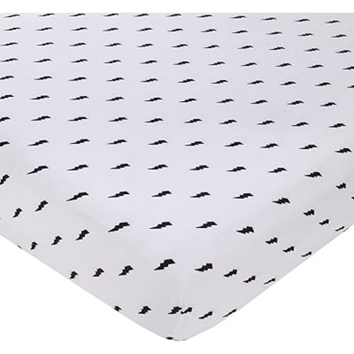 NoJo Lightning Bolt Black and White Nursery Fitted Crib Sheet