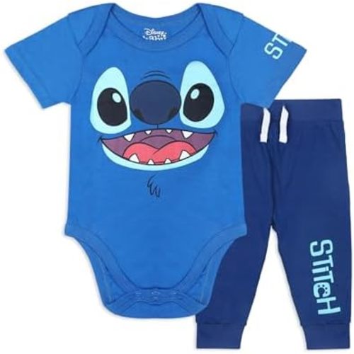 Disney Lilo & Stitch Boys Short Sleeve Bodysuit and Pants Set for Newborn and Infant