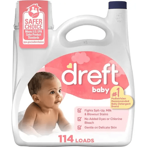 Dreft Baby Liquid Laundry Detergent, Gentle on Sensitive Skin Laundry Soap, 150 fl oz, 114 Loads (Packaging May Vary)