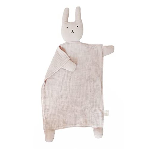 Marlowe & Co Organic Cotton Muslin Bunny Lovey Security Blanket, 12 in x 15 in (Natural Sand)