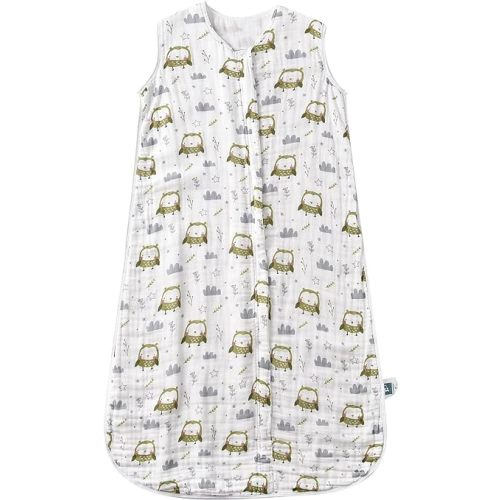 Toddler Sleep Sack 2–4T, 100% Organic Cotton Muslin Wearable Blanket, 0.5 TOG Lightweight, Sleeveless, 2-Way YKK Zipper, OEKO-TEX® Certified X-Large Owl