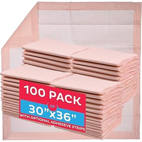 Chucks Premium Disposable Underpads 30”x36” [100-Count] Ultra Absorbent Chux Incontinence Bed Pads Disposable Adult with Adhesive Tape, Pee Pads Pet Training Pads XX-Large 30x36 Bulk Pack