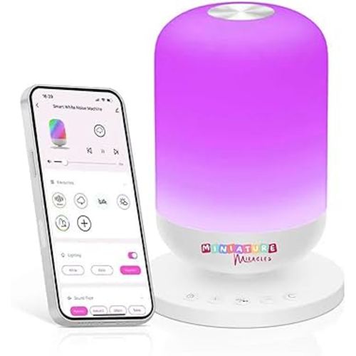 Smart White Noise Machine, Baby Sound Machine with Night Light, 34 Soothing Sleep Sounds App Control, 7 Colors Nightlight with Timer, Wi-Fi White Noise Sound Machine for Adult Baby Sleep Travel
