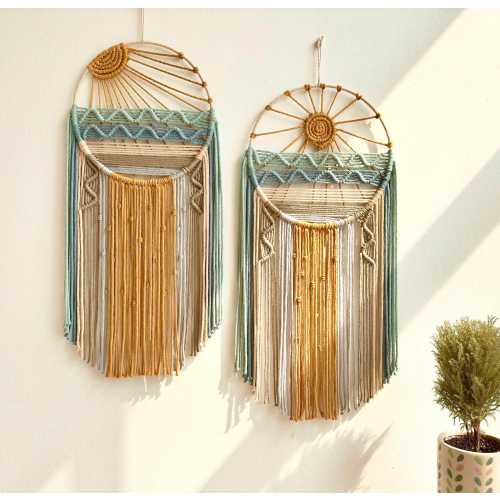 Macrame Sunrise Sunset Wall Hanging: Boho Beach Decor