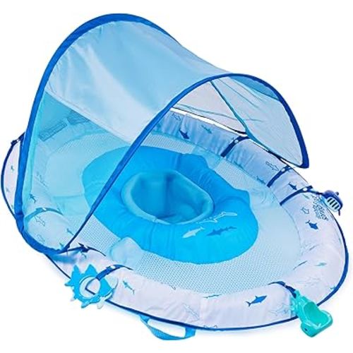 Swimways Ultra Baby Spring Float, Premium Inflatable Baby Pool Float with Sun Canopy, Fast Inflation & Carry Bag (9-24 Months), Mermaid Toys for Kids