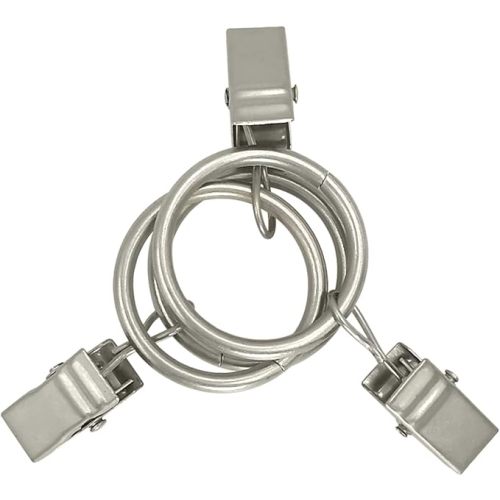 44 Pack Curtain Rings with Clips, Curtain Clip Rings Hooks, Bow Hanger Clips for Hanging Drapery Drapes Bows, Ring 1 inch Interior Diameter, Fits up to 5/8" Rod, Matte Silver