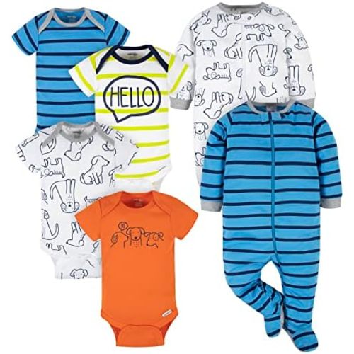 Gerber Unisex Baby 4 Pack Short Sleeve Bodysuit and 2 Pack Sleep 'N Play Clothing Bundle