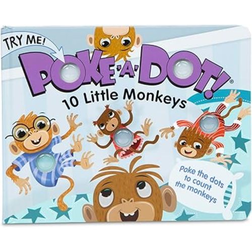 Melissa & Doug Children's Book - Poke-a-Dot: 10 Little Monkeys (Board Book with Buttons to Pop) - FSC Certified