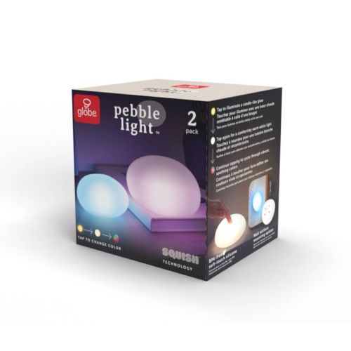 Globe Electric Squish 2pk LED Pebble Indoor Outdoor Tap Night Lights with USB Rechargeable Cable Included: Kids' & Baby Silicone Night Light